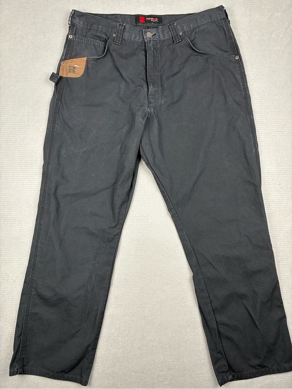 Wrangler Riggs Mens 38x32 Ripstop Fabric Black Straight Work Pants Utility